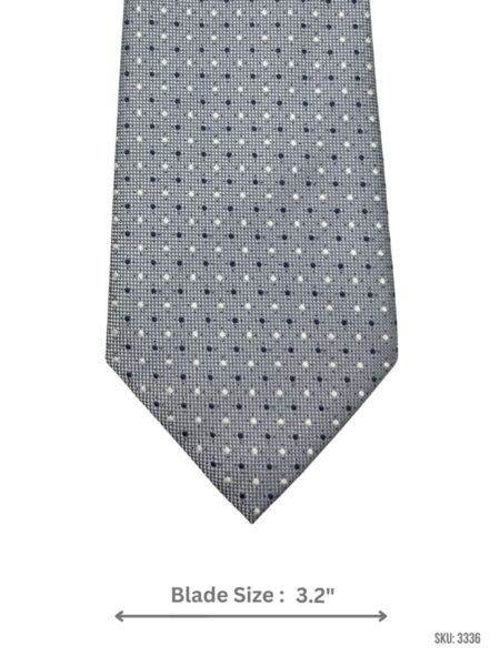 Light Grey Tie with White & Navy Micro Dot Pattern