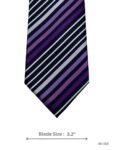 Navy Blue Tie with Purple, White & Lavender Diagonal Stripes