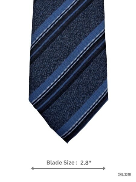 Navy Blue Tie with Light Blue & White Diagonal Stripes