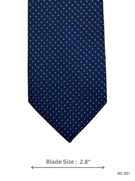Navy Tie with Silver Micro Dots Pattern