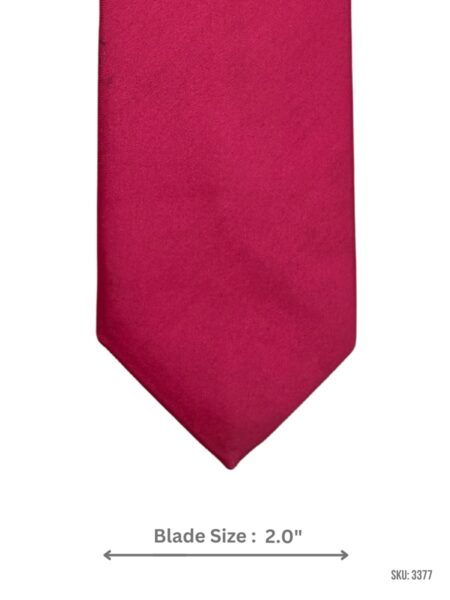 Raspberry Pink Tie with Solid Woven Front and Black Diagonal Stripe Back Detail
