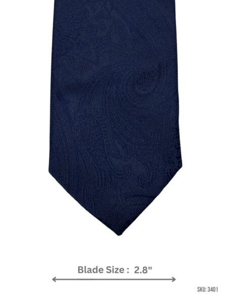 Dark Navy Tie with Tonal Paisley Jacquard Pattern