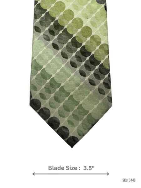 Sage Green Tie with Olive, Charcoal & Cream Oval Geometric Pattern