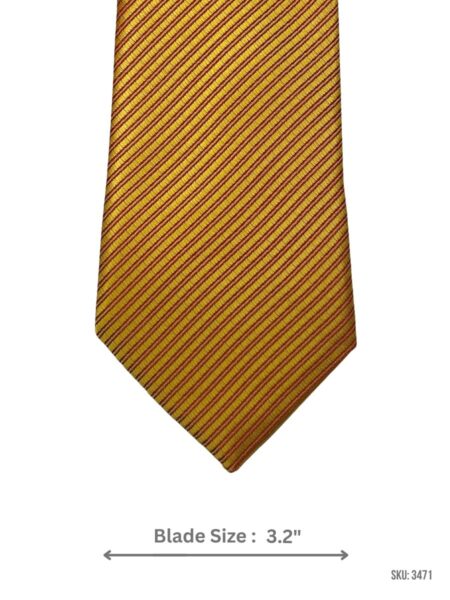 Mustard Yellow Tie with Red Diagonal Stripe Pattern