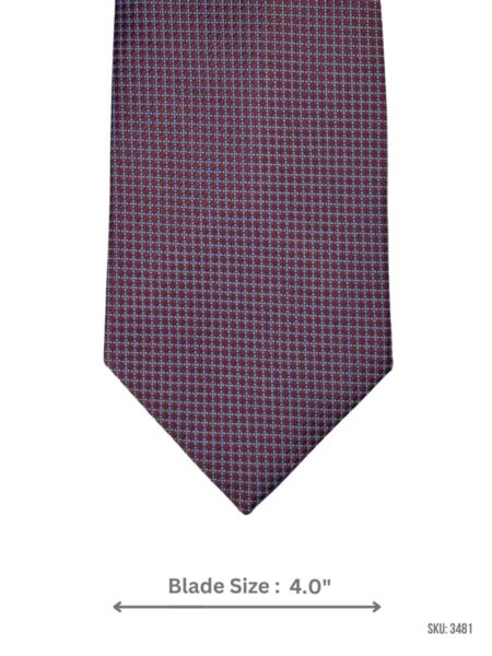 Burgundy Tie with Light Blue Small Geometric Dot Pattern