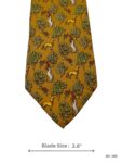 Mustard Yellow Tie with Deer, Rabbit and Woodland Tree Motif Pattern - Soft Silk