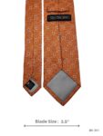 Burnt Orange Tie with Cream Lattice and Blue Geometric Diamond Motif Pattern – view 3