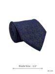Navy Blue Tie with Tonal Geometric Scallop Jacquard Pattern – view 2