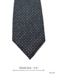 Navy Blue Tie with Golden Yellow Diamond and Light Blue Dot Grid Pattern
