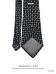 Black Tie with White and Grey Geometric Dash Check Pattern – view 3