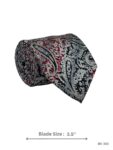 Black Tie with Silver Paisley and Red Diagonal Accent Pattern – view 2