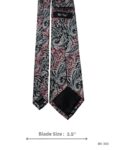 Black Tie with Silver Paisley and Red Diagonal Accent Pattern – view 3