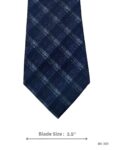 Navy Blue Tie with Light Blue Textured Diagonal Plaid Check Pattern