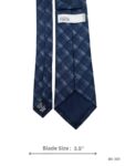 Navy Blue Tie with Light Blue Textured Diagonal Plaid Check Pattern – view 3