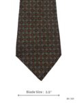 Olive Brown Tie with Teal Blue and Rust Orange Geometric Medallion Pattern