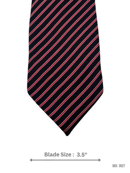 Black Tie with Red and White Diagonal Stripe Pattern