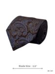 Dark Brown Tie with Dusty Blue Intricate Paisley Pattern – view 2
