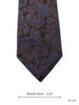 Dark Brown Tie with Dusty Blue Intricate Paisley Pattern
