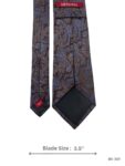 Dark Brown Tie with Dusty Blue Intricate Paisley Pattern – view 3