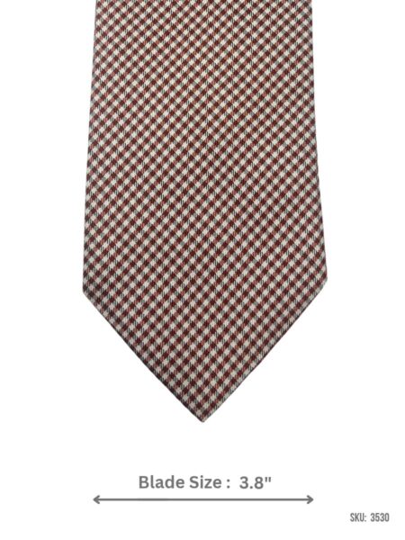 Ivory Tie with Burgundy Micro Houndstooth Check Pattern