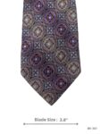 Purple and Silver Tie with Ornate Geometric Medallion Pattern