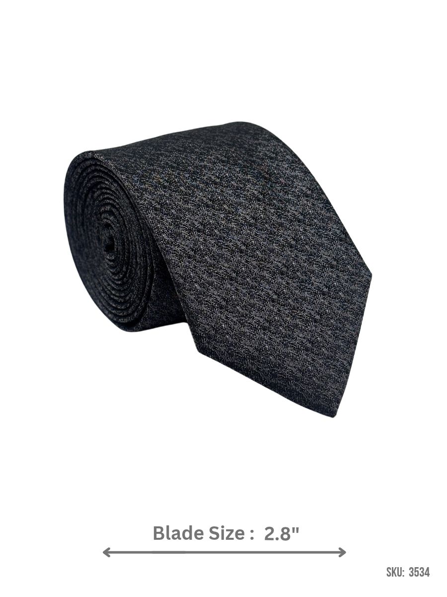 3534-1 Charcoal Grey Textured Slim Tie with Heathered Finish – view 2
