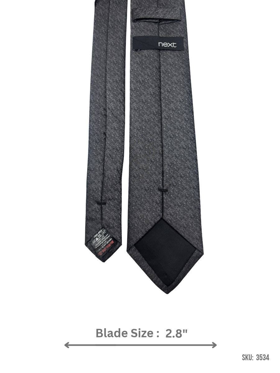 3534-2 Charcoal Grey Textured Slim Tie with Heathered Finish – view 3