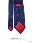 Navy Blue Paisley Pattern Necktie with Red and Light Blue Accents – view 3