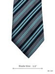 Black and Grey Tie with Turquoise and White Diagonal Stripe Pattern