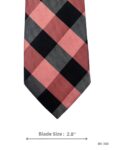 Coral pink, black and grey buffalo check tie – front blade view