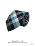 Black Tie with Turquoise, White & Grey Plaid Check Pattern – view 2