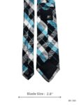 Black Tie with Turquoise, White & Grey Plaid Check Pattern – view 3