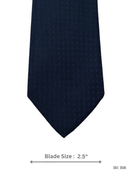 Navy blue slim tie with tonal micro star pattern – front blade view