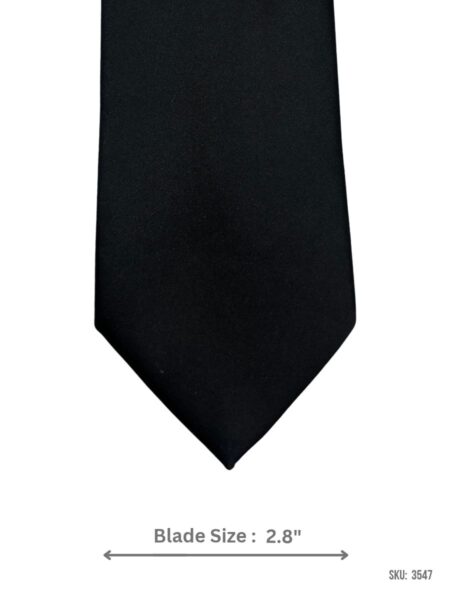Black solid satin finish tie – front blade view