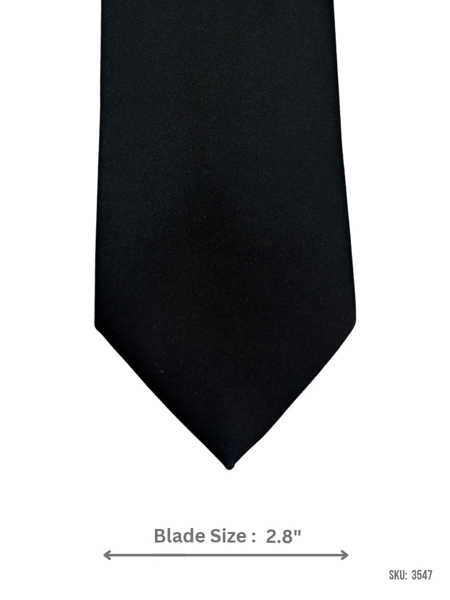 3547 Black solid satin finish tie – front blade view