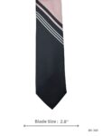 Charcoal grey tie with pink and white diagonal stripes – front blade view