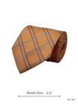 Orange Tie with Royal Blue and Light Blue Windowpane Check Pattern – view 2
