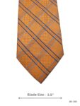 Orange Tie with Royal Blue and Light Blue Windowpane Check Pattern