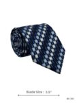 Navy Blue Tie with Light Blue and White Square Geometric Pattern – view 2