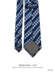 Navy Blue Tie with Light Blue and White Square Geometric Pattern – view 3