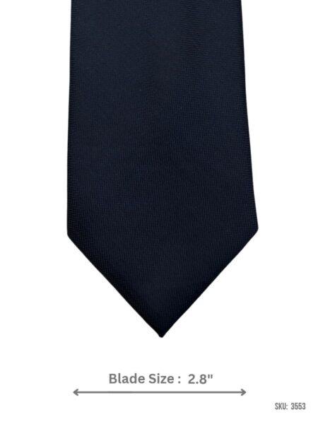 Navy blue herringbone textured solid tie – front blade view