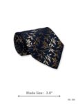 Navy Blue Tie with Gold and Cream Floral Pattern – view 2