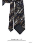 Navy Blue Tie with Gold and Cream Floral Pattern – view 3