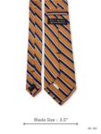 Orange Tie with Navy Blue and White Stripe Pattern – view 3