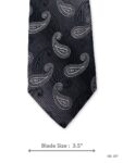 Charcoal grey tonal paisley silk tie – front blade view