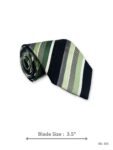 Black Tie with Green and Grey Stripe Pattern – view 2