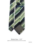 Black Tie with Green and Grey Stripe Pattern – view 3