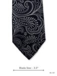 Black Tie with Silver Grey Paisley Pattern