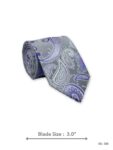 Silver Grey Tie with Purple Paisley Pattern – view 2