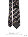 Navy Blue Tie with Tan and Cream Plaid Pattern – view 3